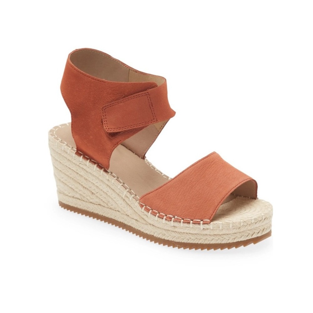 Eileen Fisher Weslia Espadrille Wedge‎ Sandal Cider Leather Size 9 Coastal NWB